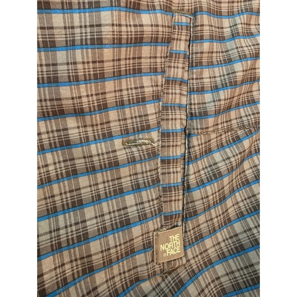 The North Face Mens Plaid Hiking Shorts Brown Blue CFX0 Size 38 Regular